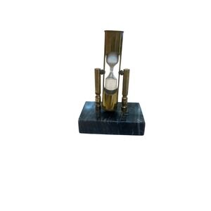 Vintage Brass Hourglass‎ Marble Base Sand Timer Desk Decor Made in Taiwan